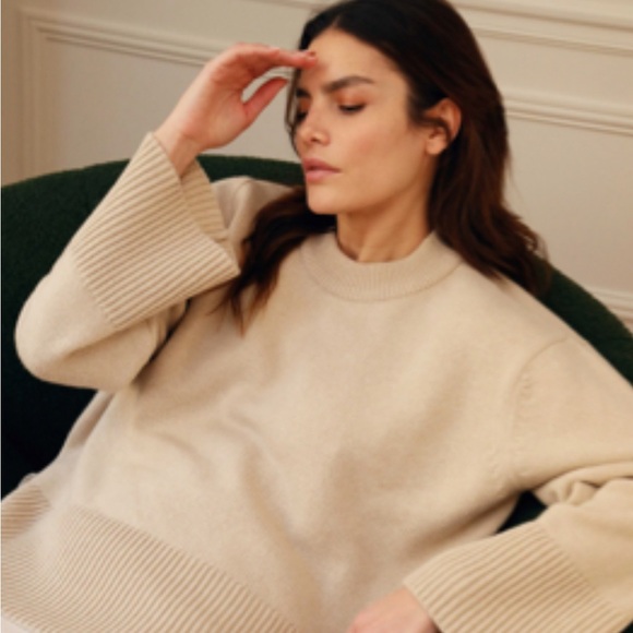 Rosaé Paris Le Sablons Sweater, Beige, Size 2 - Picture 13 of 14